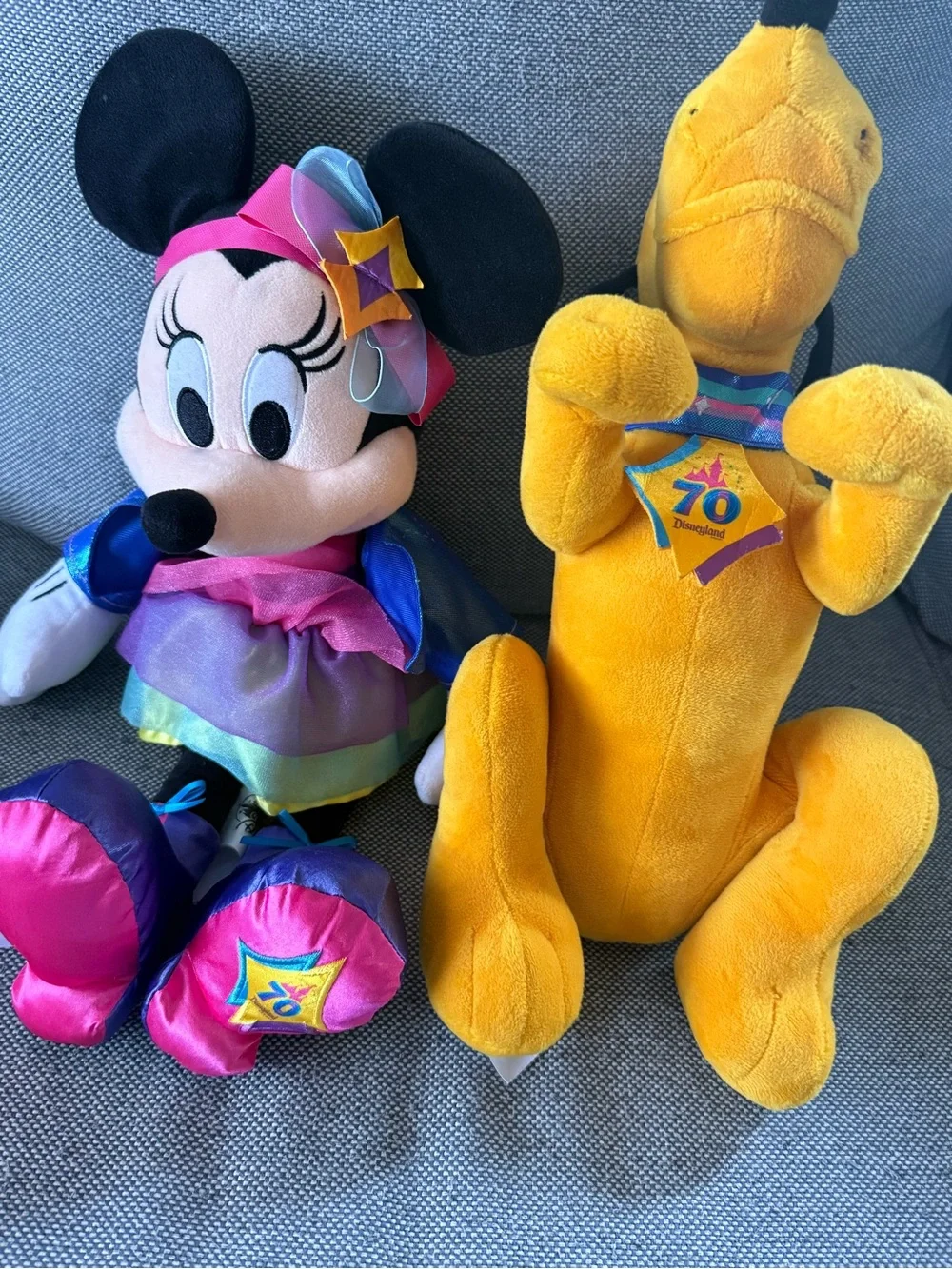 Disney Minnie Mouse Plush and Pluto 70th Anniversary Set - Pink, Purple, Yellow